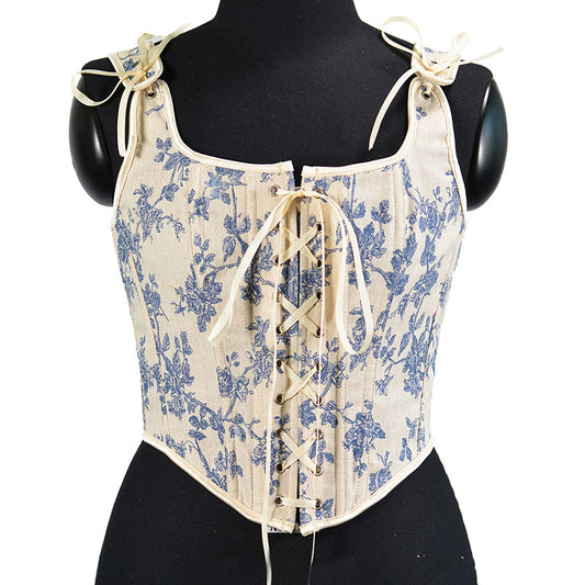 French Style Vintage Fishbone Corset With Straps